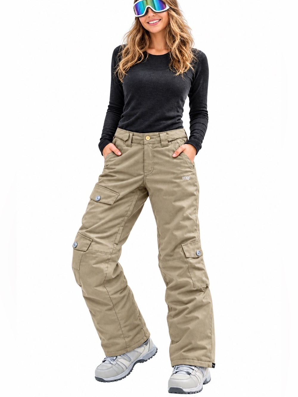 Orage Wide-Leg Cargo Pants in Khaki size M-retailed $400